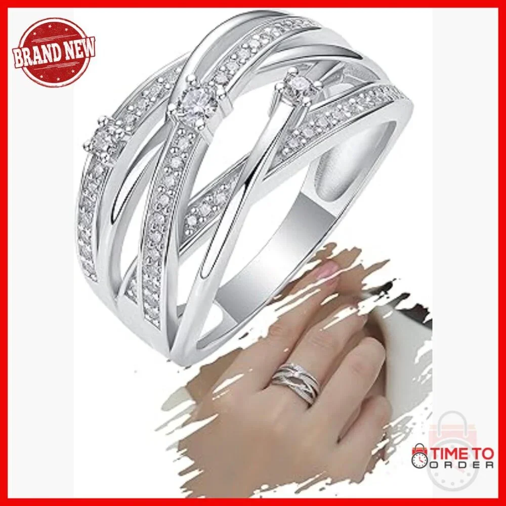 Sterling Silver Moissanite Halo Ring, Size 8, 1.75ct Wedding Band